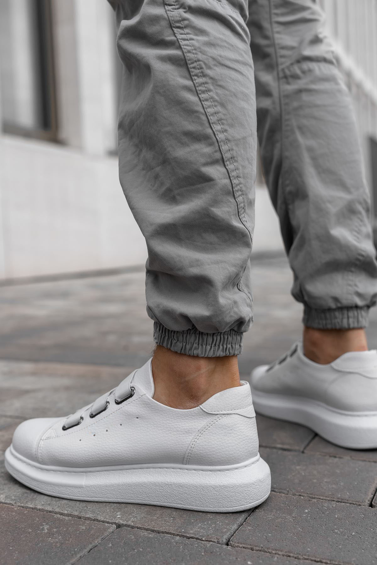Marsetti Herren Weiß Elastisch Dicke Sohle Freizeitschuhe