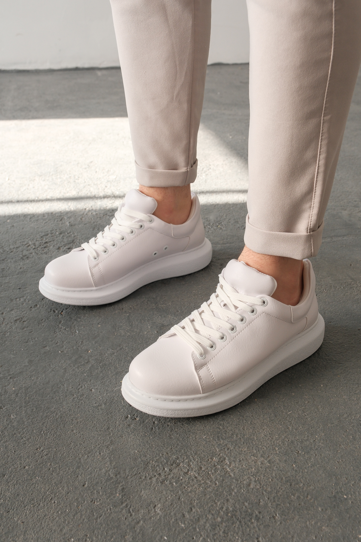 Marsetti Herren Weiße Leder Casual Schuhe Sneaker Modell