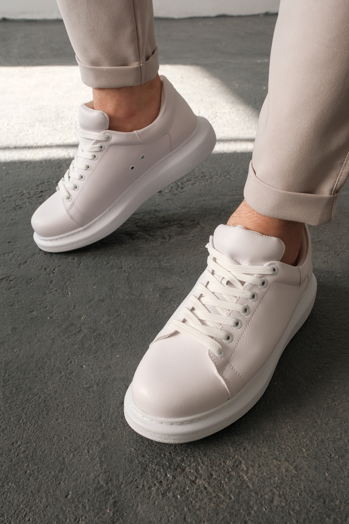 Marsetti Herren Weiße Leder Casual Schuhe Sneaker Modell