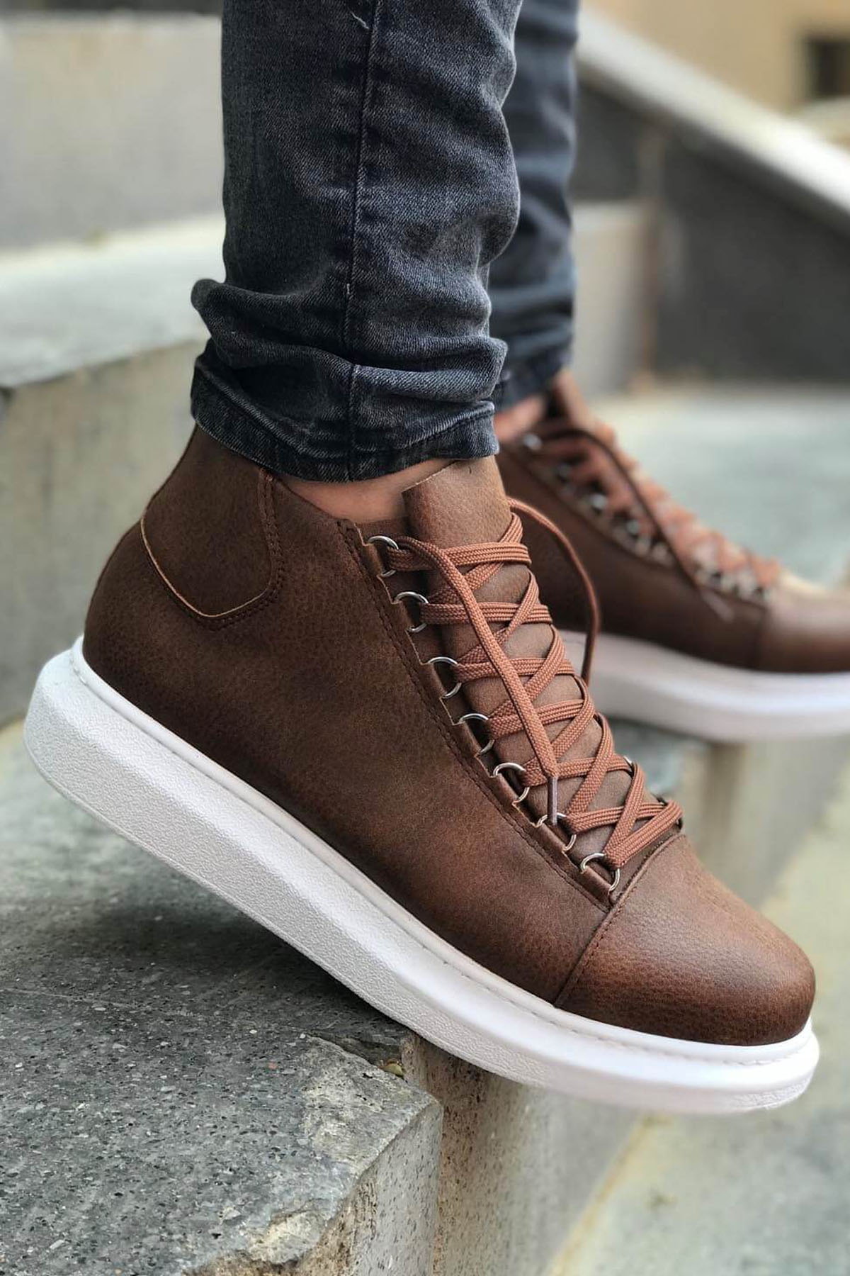 Marsetti Herren Braun Dicke Sohle Orthopädische Schnür Stiefel