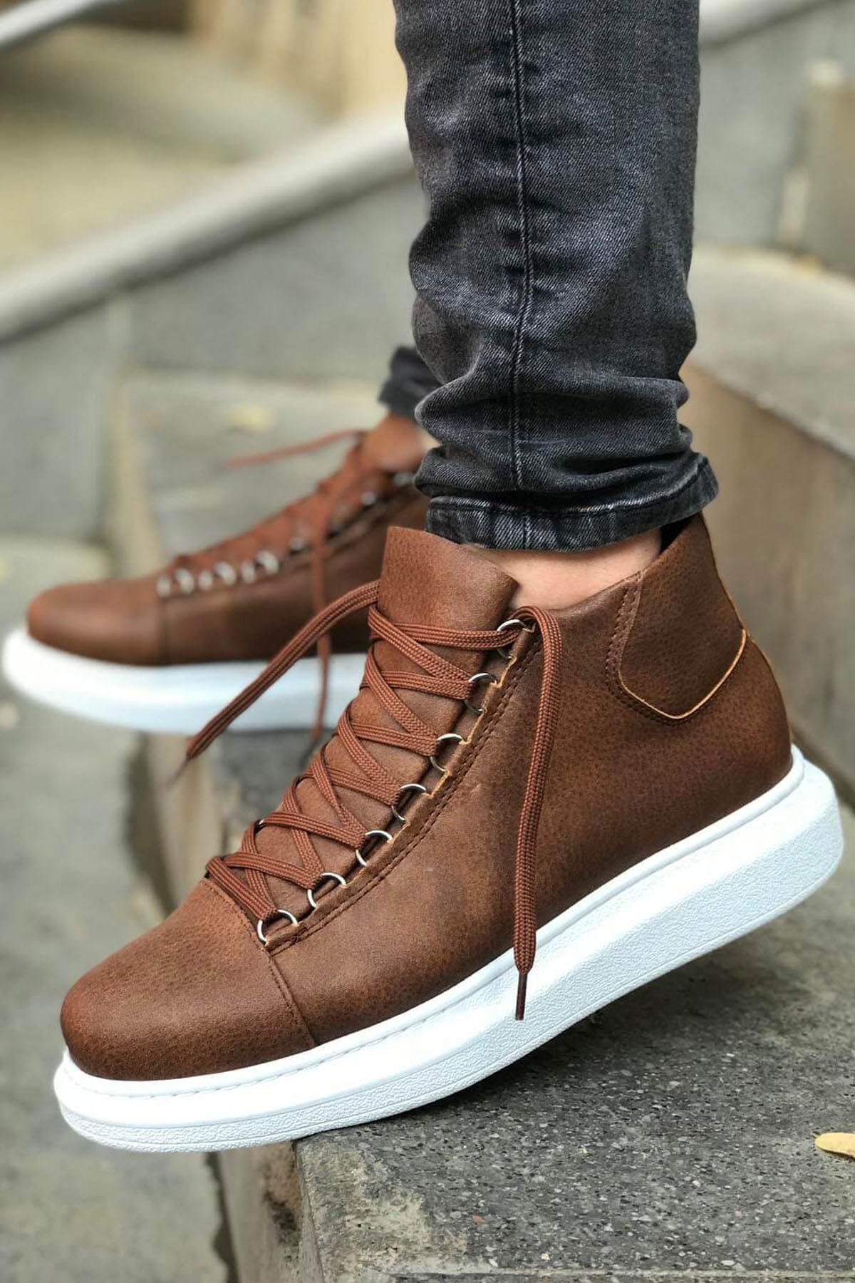 Marsetti Herren Braun Dicke Sohle Orthopädische Schnür Stiefel