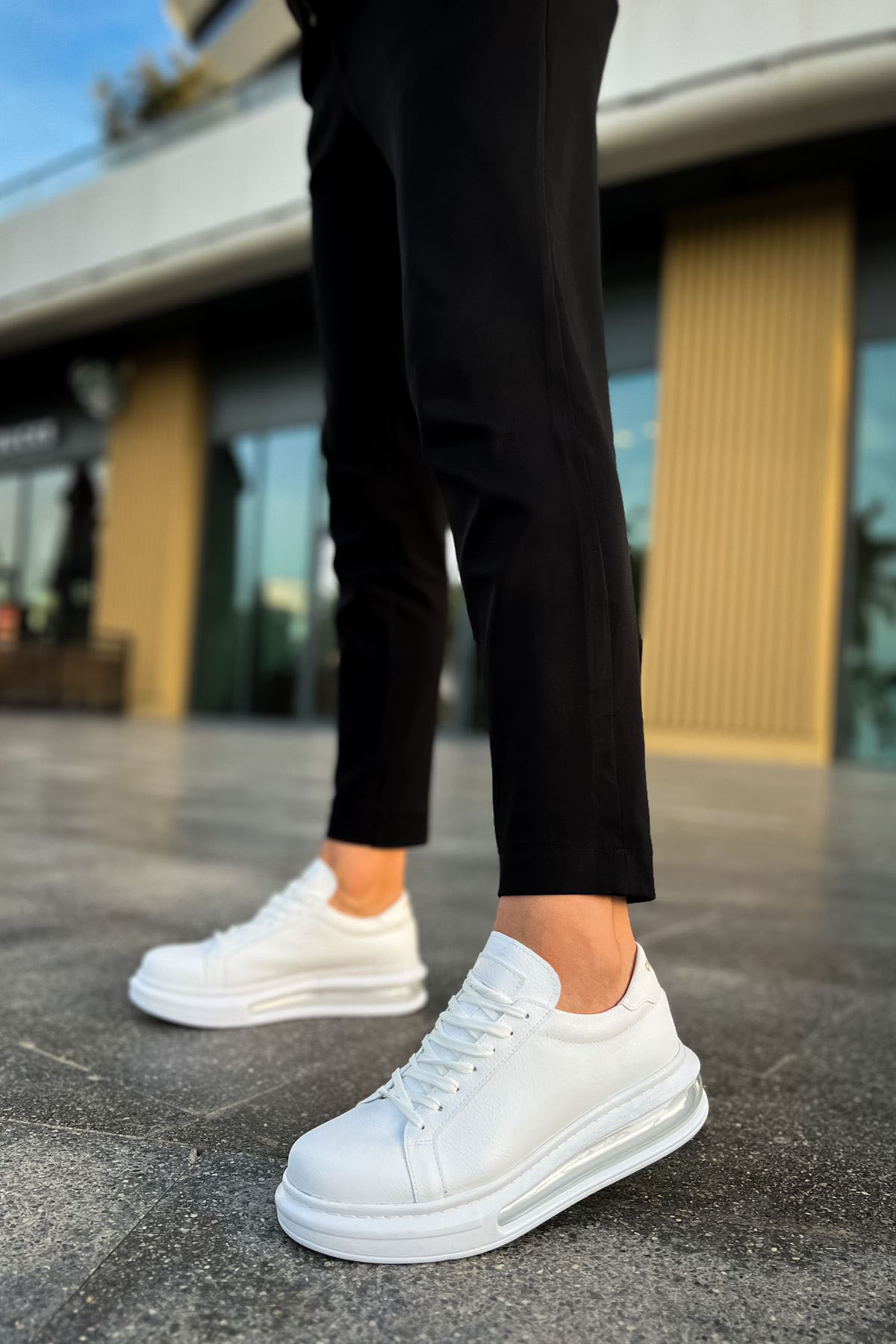Marsetti Herren Weiß Alltag Dicke Sohle Orthopädische Schnür Schuhe