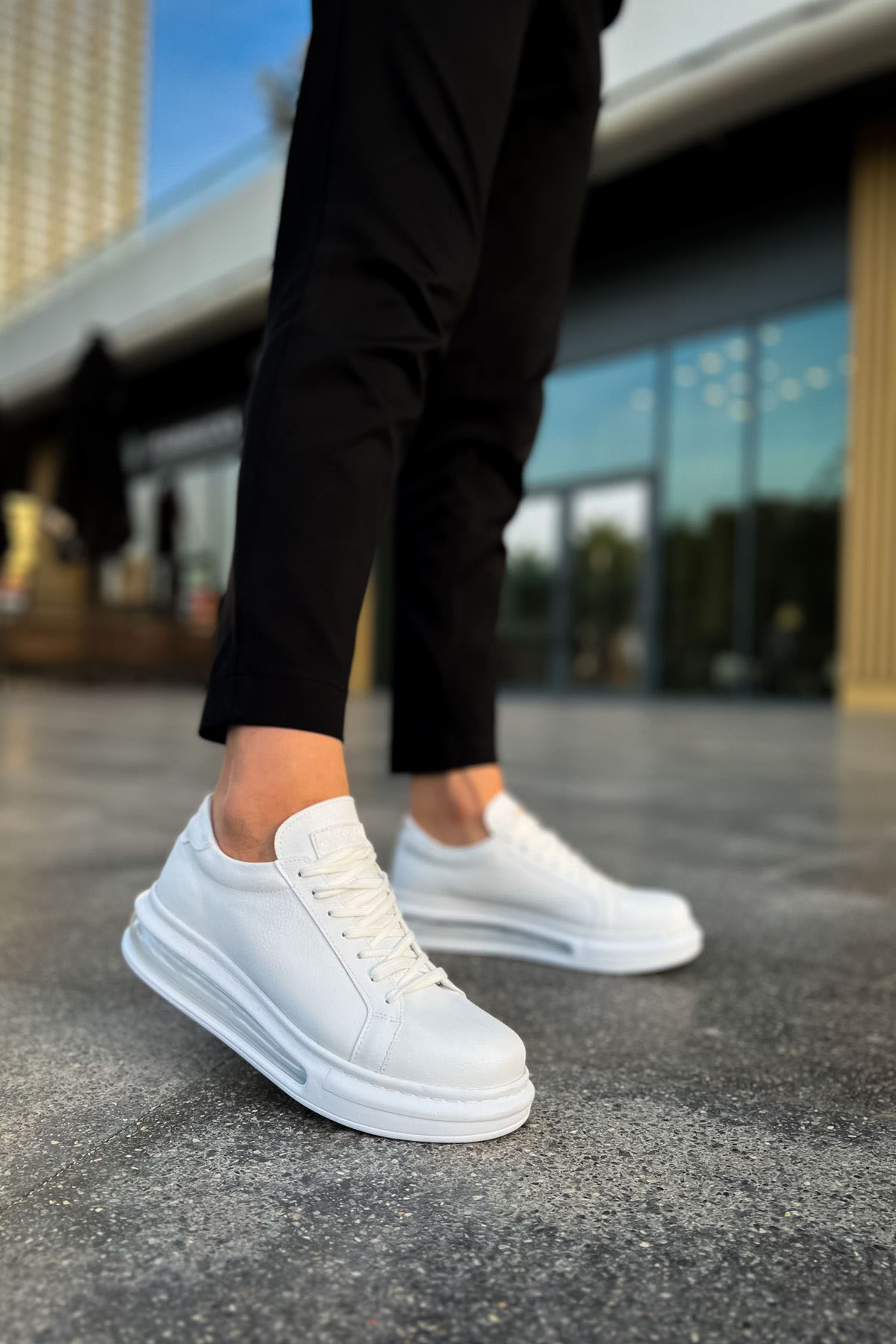 Marsetti Herren Weiß Alltag Dicke Sohle Orthopädische Schnür Schuhe