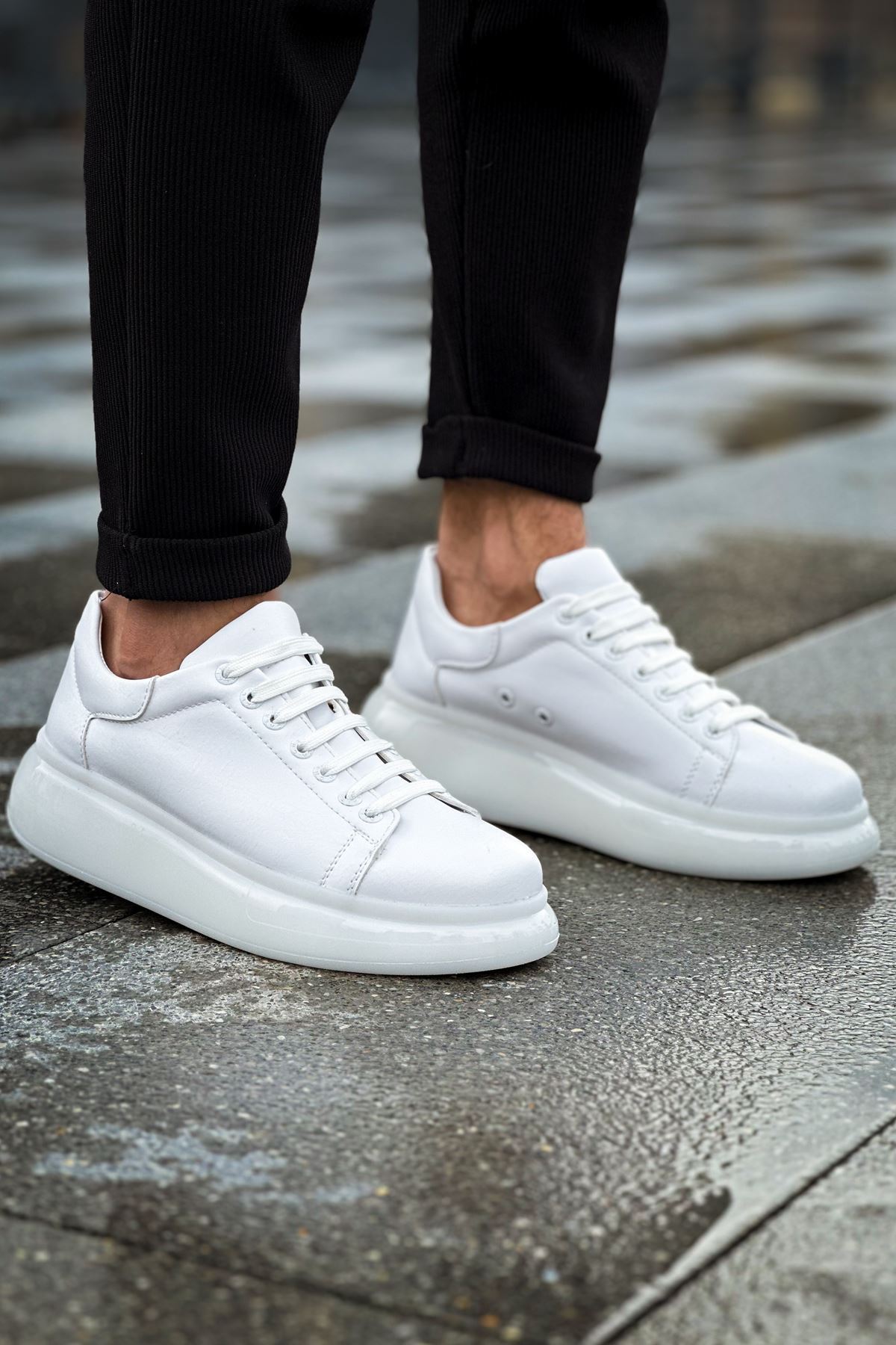 Marsetti Herren Weiß Casual Schnür Dicke Sohle Orthopädische Schuhe