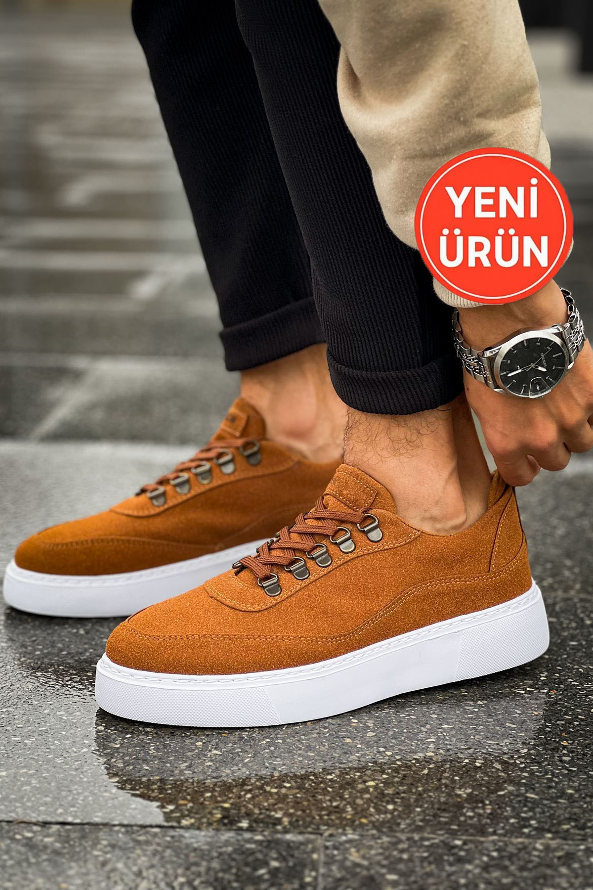 Marsetti Erkek Kahverengi Nubuk Günlük Kalın Taban Bağcıklı Ayakkabı