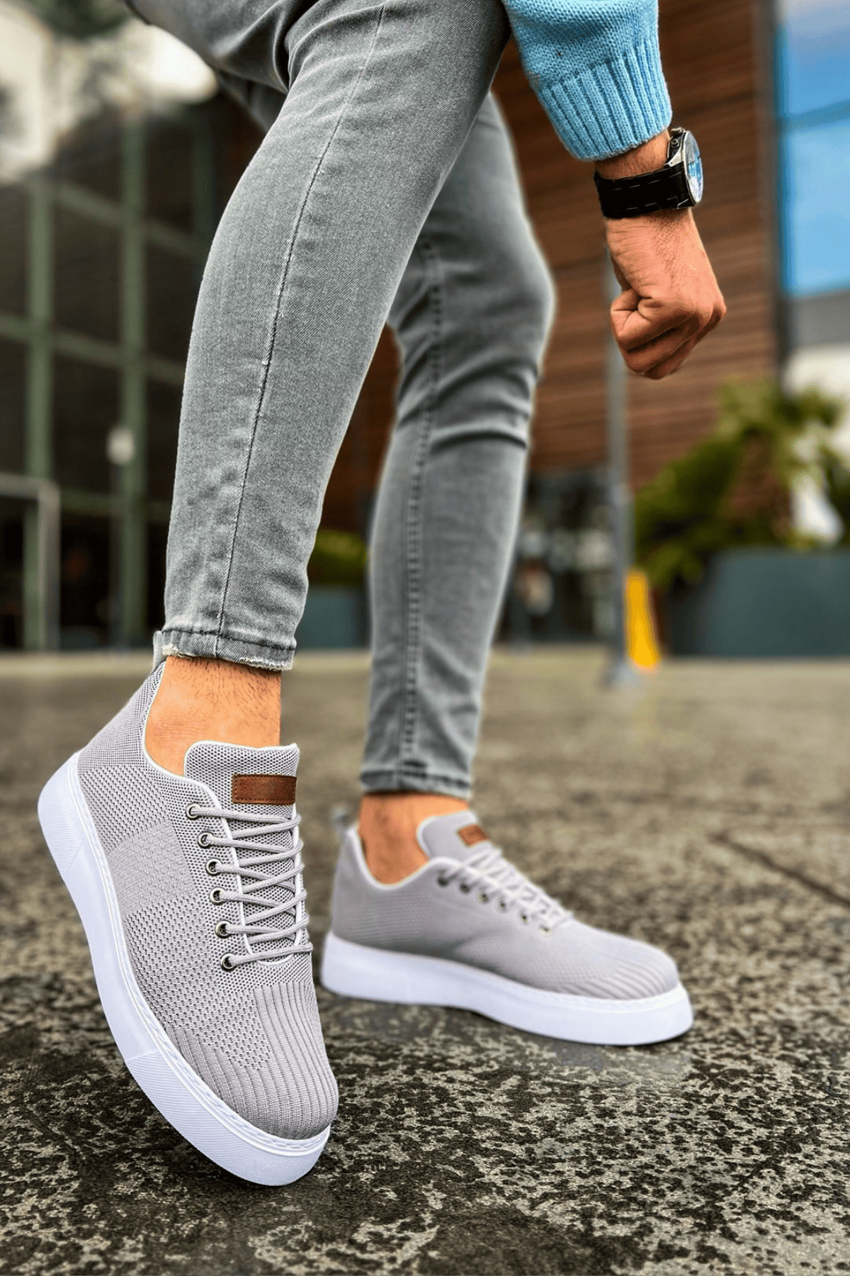Marsetti Herren Anthrazit Textil Freizeitschuhe mit Dicker Sohle Orthopädisch