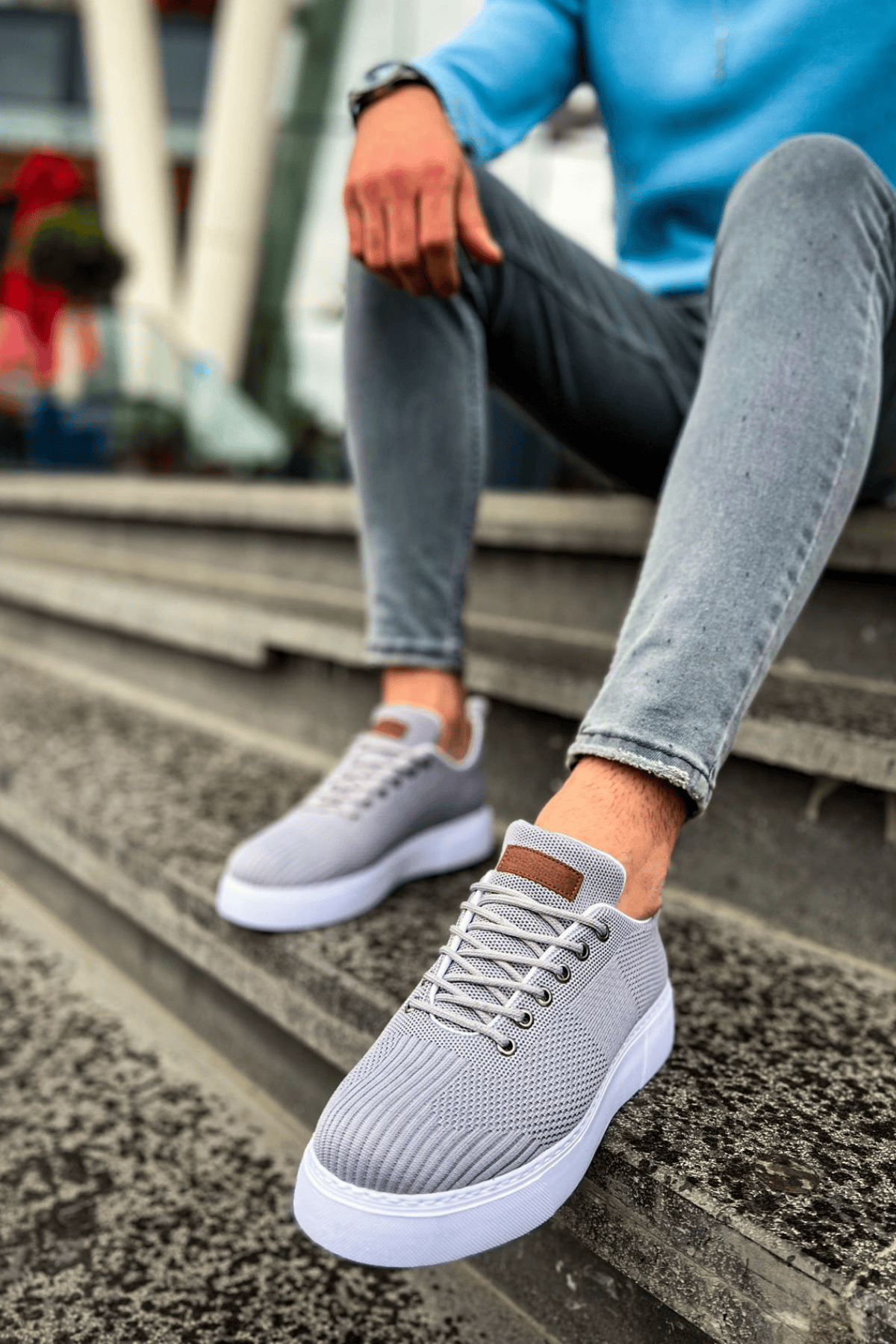 Marsetti Herren Anthrazit Textil Freizeitschuhe mit Dicker Sohle Orthopädisch