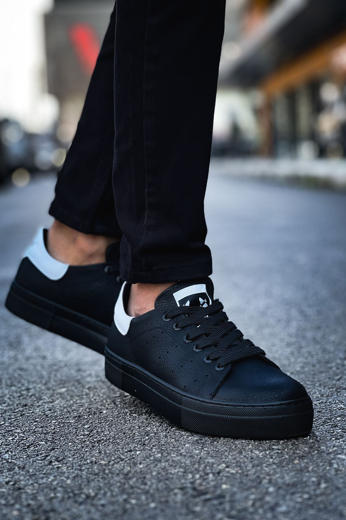 Marsetti Herren Schwarz Weiß Casual Dicke Sohle Schnür Schuhe